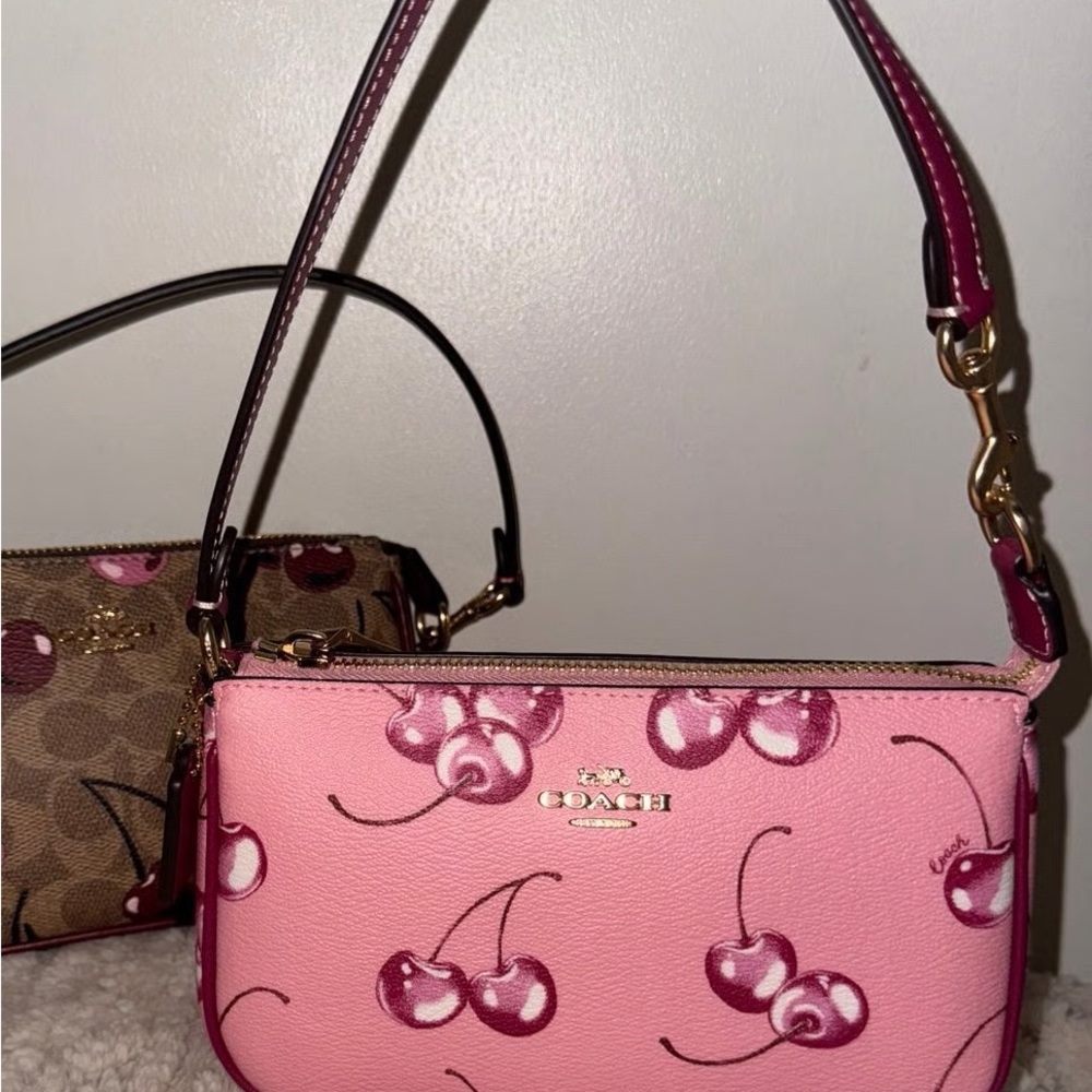 Coach Pink Cherry Print Shoulder Bag